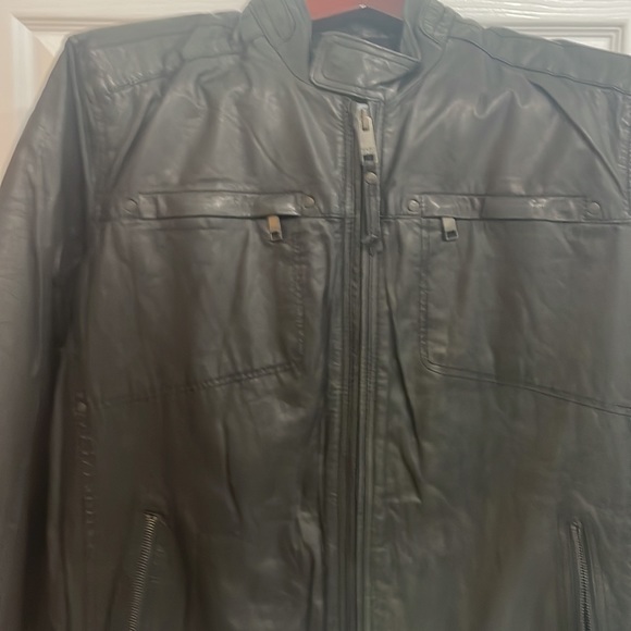 Andrew Marc : Black leather Moto jacket new without tags: stunning mint XL - Picture 2 of 8